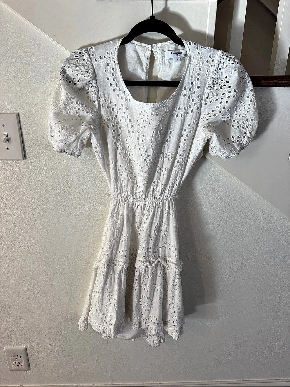 Peter Som Eyelet Mini Dress in White Size 4 Like New